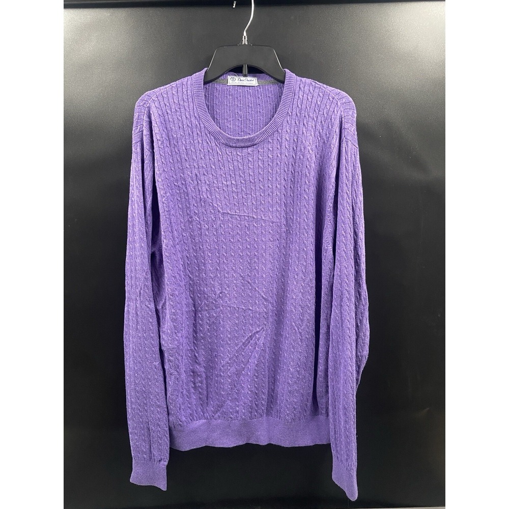 David Donahue Mens XL Purple‎ Long Sleeve Sweater 72% Silk Cashmere Cotton Blend